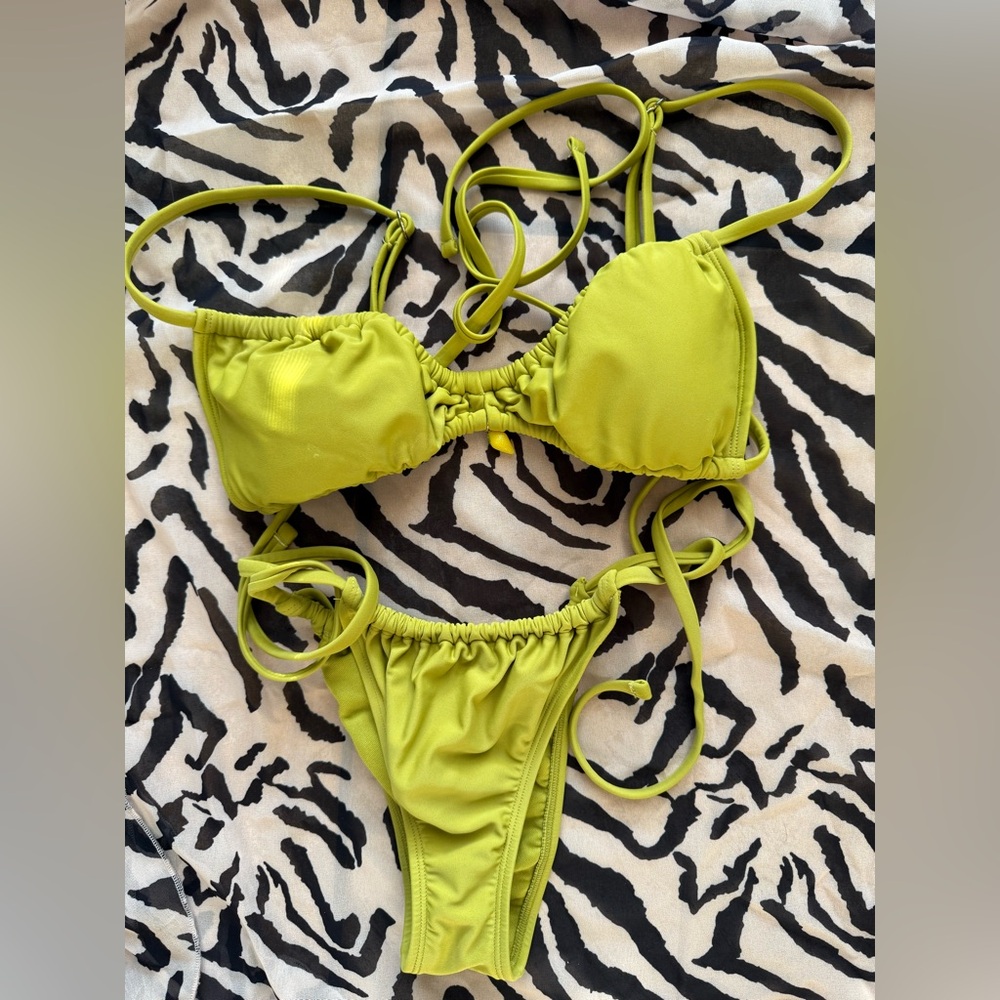 Vibrant Green String Cheeky Adjustable Bikini Set… - image 3